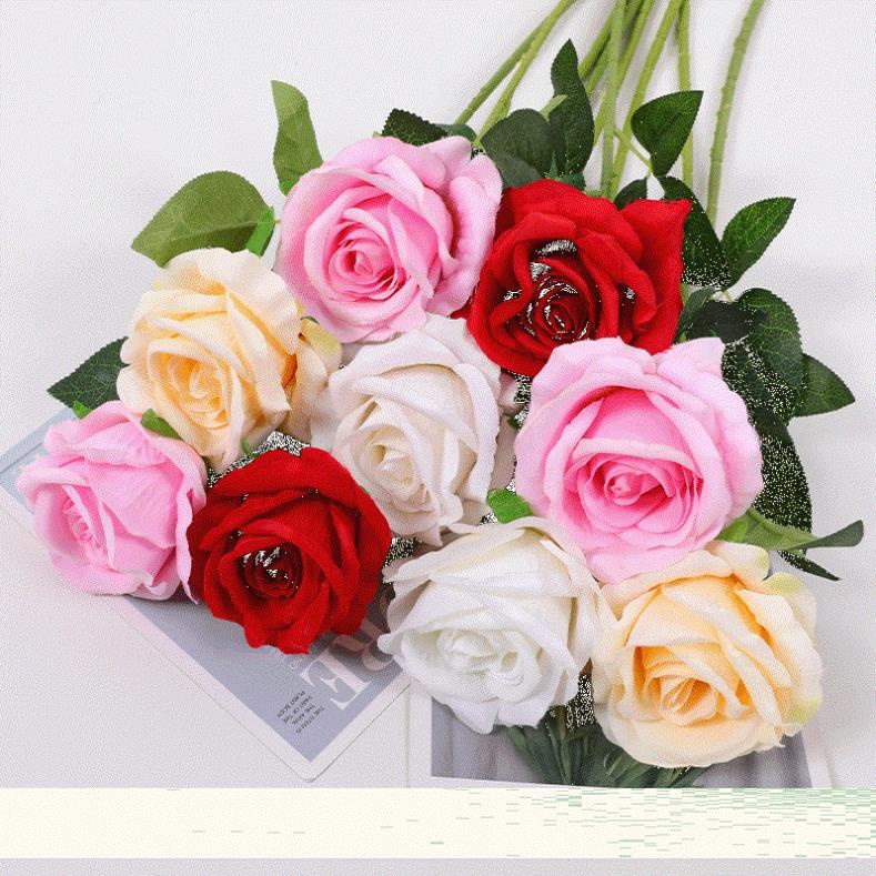 Hoa hồng nhung giả bông to cành dài 70cm sang trọng và rực rỡ - cao cấp nhập khẩu