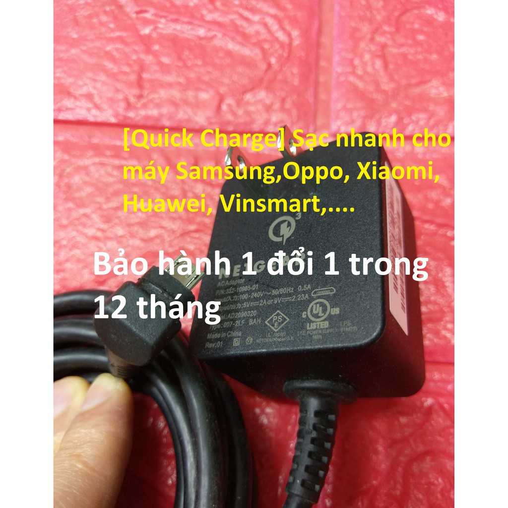Netgear cáp Micro USB, 5V2A-9V2,23A cho điện thoại, sạc dự phòng, đèn... Siêu bền