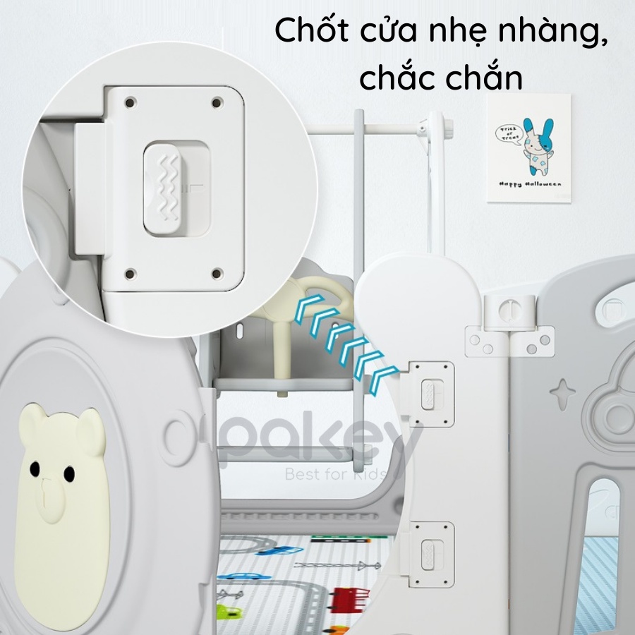 Quây cũi nhựa gấp gọn Pakey Gấu mới nhất 2022, Tặng kèm 100 BÓNG + THẢM 2 MẶT + GIỎ ĐỰNG BÓNG, dày dặn cao cấp