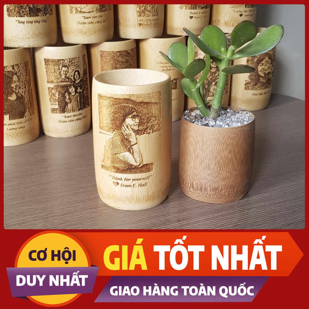 KHẮC HÌNH ẢNH THEO YÊU CẦU - Ly Tre Quà Tặng 330ml