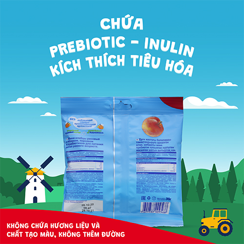 Combo 6 Gói Bánh gạo ăn dặm vị táo, đào Fruto Nyanya 30g/gói