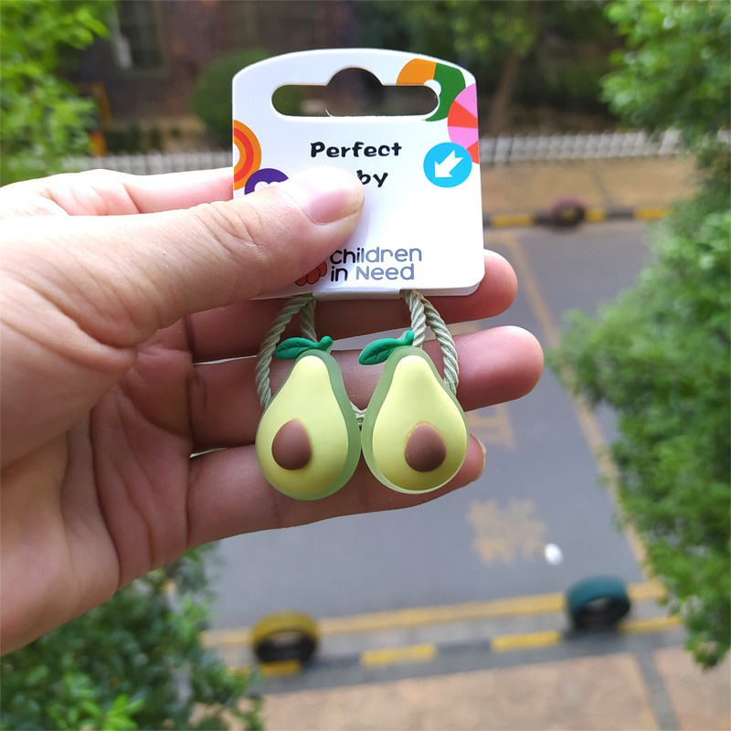 Set 2 Dây Cột Tóc Co Giãn Hình Trái Cây Dễ Thương Cho Bé Gái