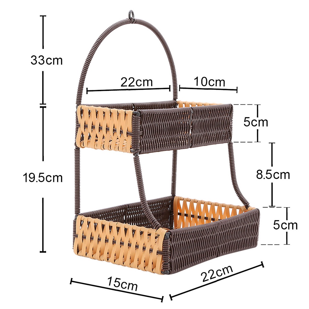 Kệ mây nhựa 2 tầng (có quai treo)