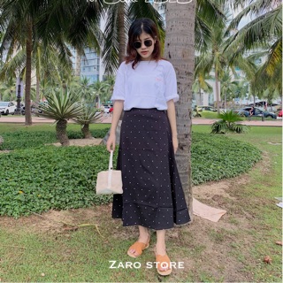 Chân váy dài chấm bi