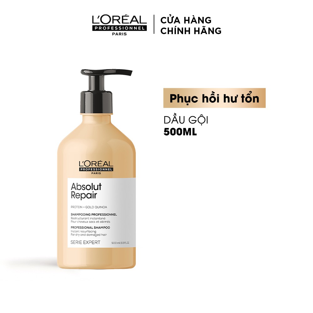 [Mã FMCGMALL giảm 8% đơn 250k] Dầu gội LOreal Professionnel phục hồi tóc hư tổn Serie Expert Absolut Repair Gold 500ml