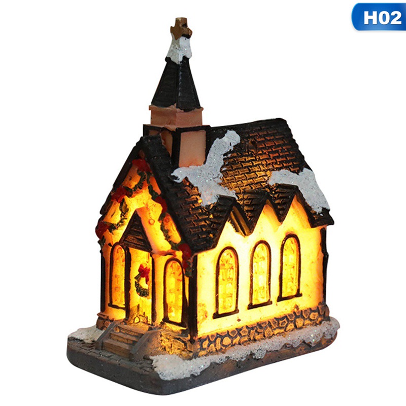 Mô hình ngôi nhà giáng sinh trang trí có đèn và âm thanh mới