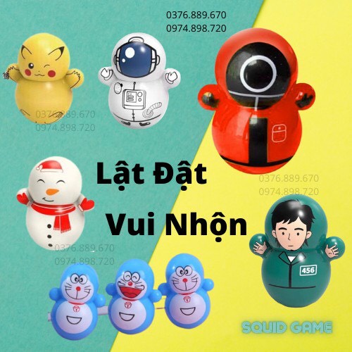 Đồ chơi lật đật mini nhiều mẫu dành cho bé, ddoorraemon,squish game, người tuyết,trò chơi con mực