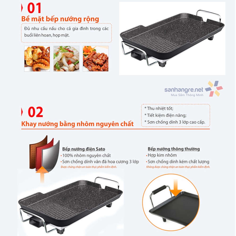 Bếp nướng điện,Vỉ nướng điện không khói Bennix Thái Lan BN-11ELG 1500W không tạo khói an toàn siêu ngon _MC1