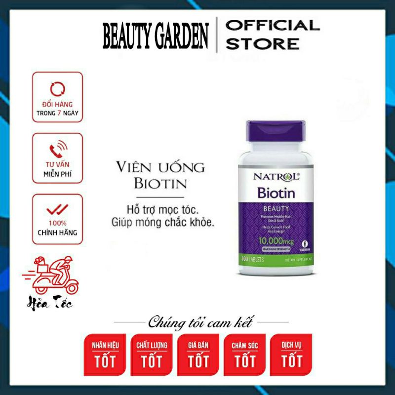 Viên Uống Natrol Biotin 10000 Mcg Của Mỹ 100 Viên [ Uy Tín+Chính Hãng+Date mới]