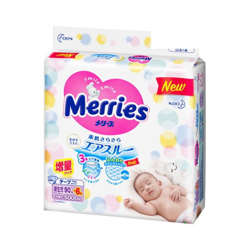 Bỉm/Tã dán Merries dành cho trẻ em NewBorn-96/S-88/M-68/L-58