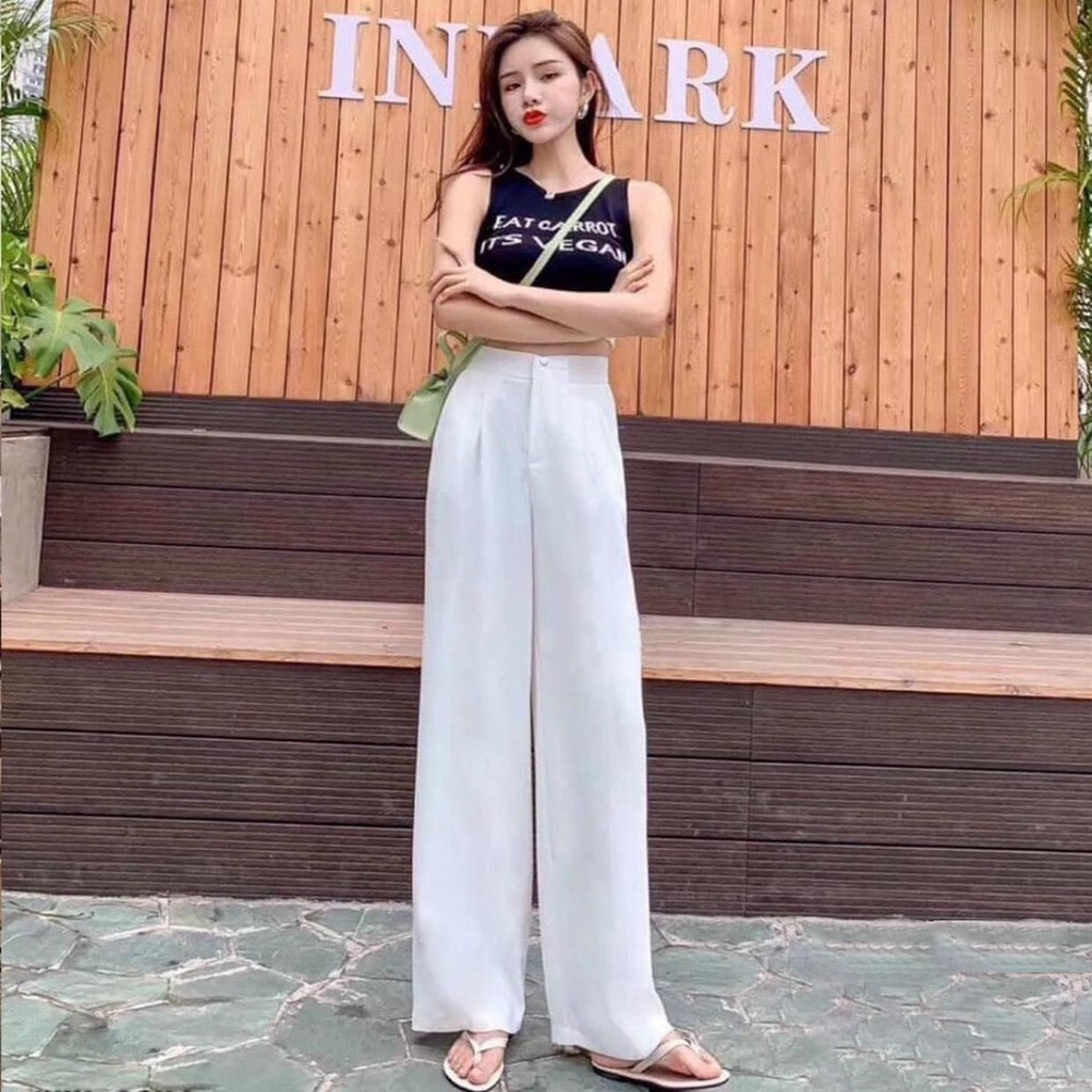Quần Ống Rộng Nữ Cạp Cao Bóp Eo Nhỏ Chất Liệu Vải Co Giãn Thoải Mái 788 🎁 | BigBuy360 - bigbuy360.vn