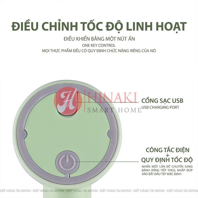 Máy xay thịt kèm đánh trứng mini sạc pin, xay thịt, xay tỏi ớt, xay đồ ăn dặm cho bé hiệu quả NB26