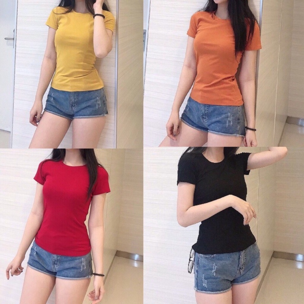 Áo thun tay ngắn body cổ tròn (free size 40-53 kg)