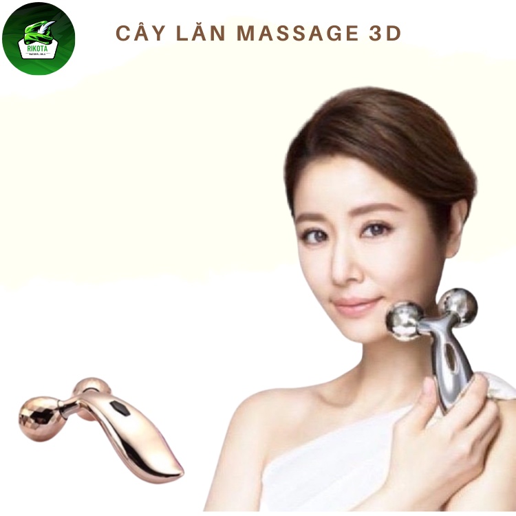 Cây Lăn Mát Xa  Mặt 3D Giúp Thon Gọn Nâng Cơ Mặt Rikota NLCLMX3D