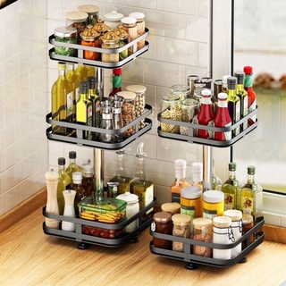 Kệ gia vị xoay 360 độ 2,3 tầng kệ để đồ bếp đa năng thiết kế vuông, giá đựng gia vị thông minh, tiện ích