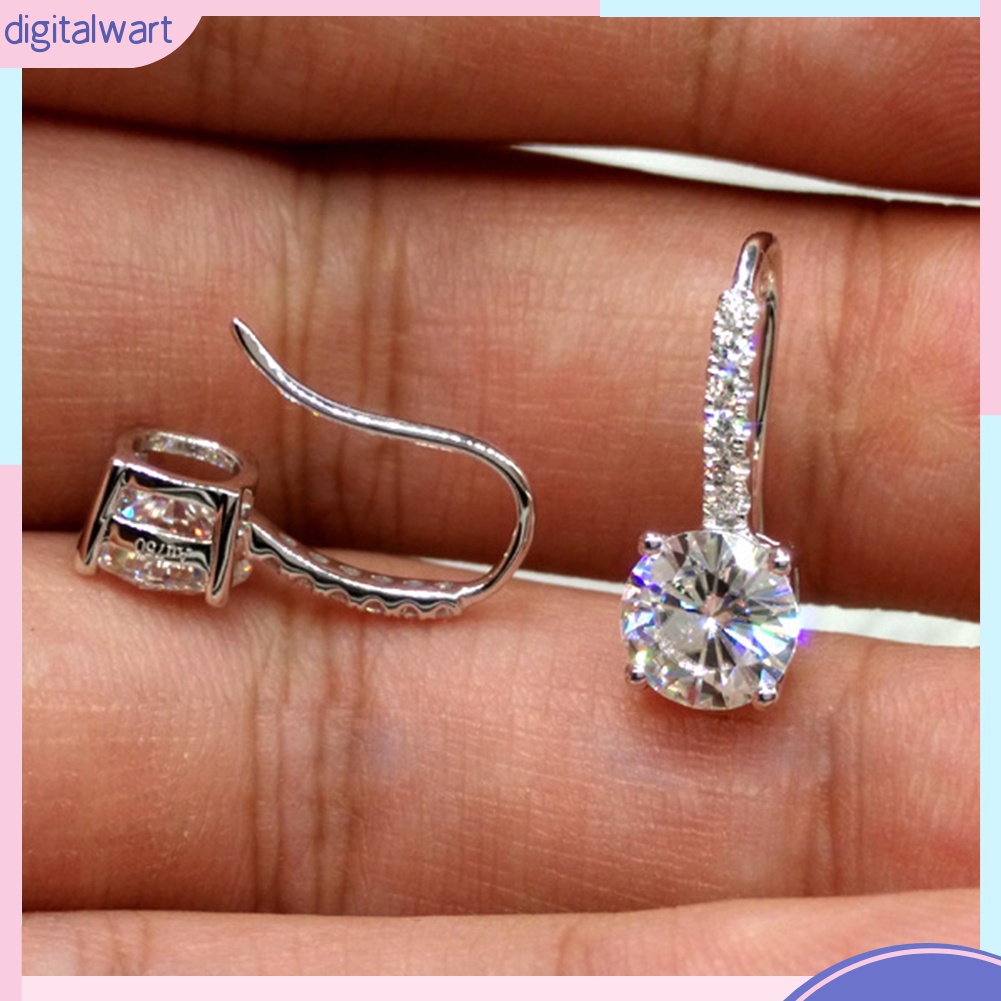 Bông Tai Tròn Dạng Móc Đính Đá Zircon Thời Trang Cho Nữ