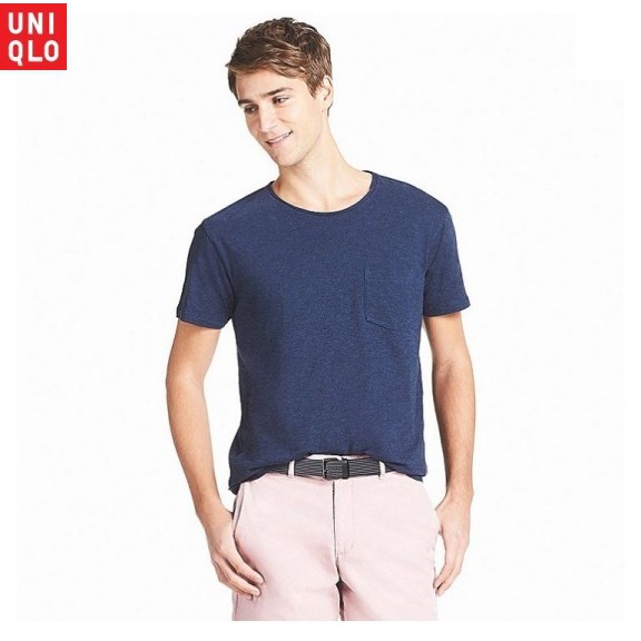 Áo thun nam Uniqlo 100% Supima cotton - cổ tròn có túi (LIGHT18)