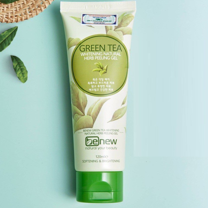 Tẩy tế bào chết, da chết BENEW PEELING GEL GREEN TEA Hàn quốc 120ml/Hộp giúp trắng da, sạch nhờn