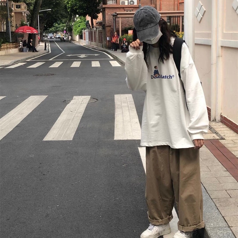 Áo Sweater Tay Dài Dáng Rộng Phong Cách Thời Trang Hàn Quốc Dành Cho Nữ