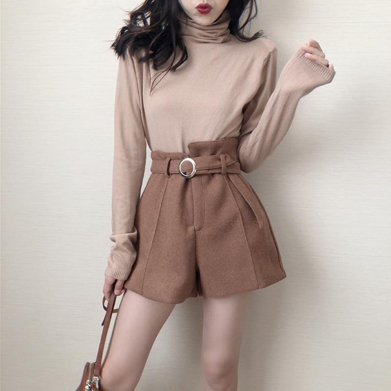 Quần Short Len Ống Rộng Thời Trang Thu Đông 2019 Phong Cách Hàn Quốc Cho Nữ