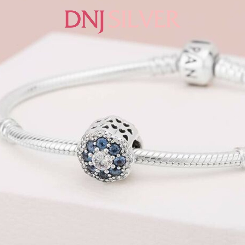 Charm bạc 925 cao cấp, hàng chuẩn bạc - Charm Blue Sparkle Flower thích hợp để mix vòng tay charm - DN187