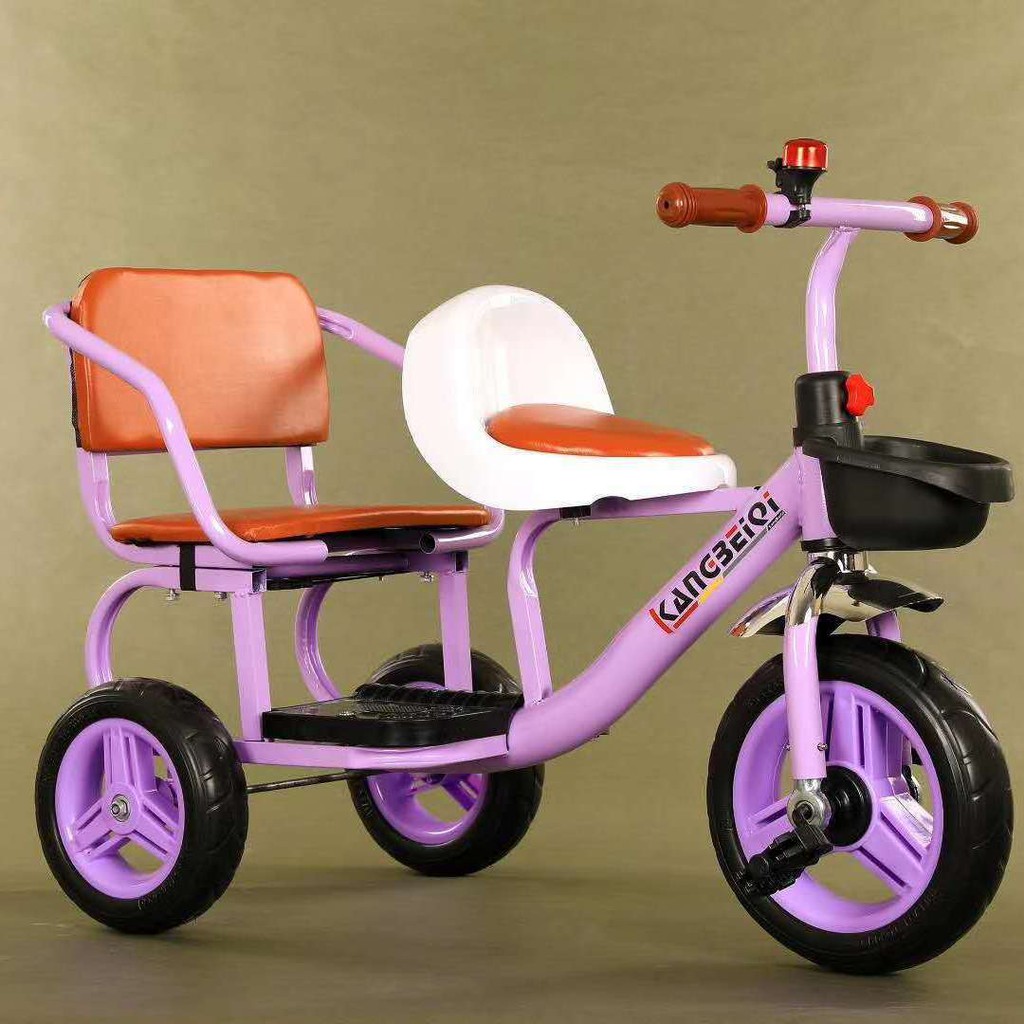 ▤Xe nôi đạp cho trẻ em, song sinh có hai chiếc Seater 1-7 tuổi âm nhạc cũ