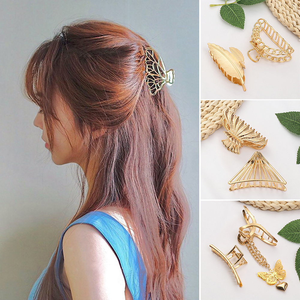 Kẹp Tóc Kim Loại Hình Bướm Phối Tua Rua Thiết Kế Thời Trang