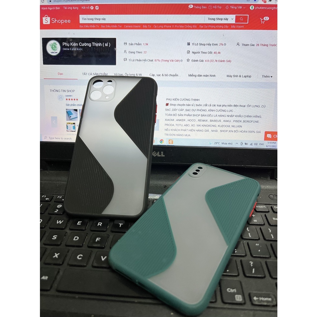 CHống bẩn / chống trượt  Ốp Lưng Iphone chống Sốc chữ S - lưng mờ 7 8 plus X XS XR XS 11 12 PRO MAX