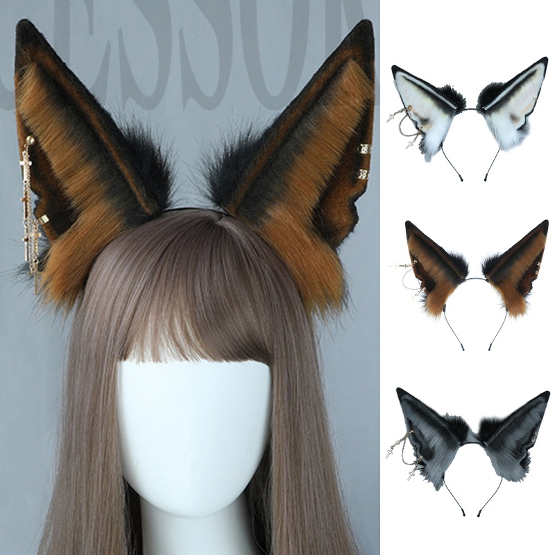 Băng Đô Tai Sói Đính Lông Nhân Tạo Phong Cách Lolita