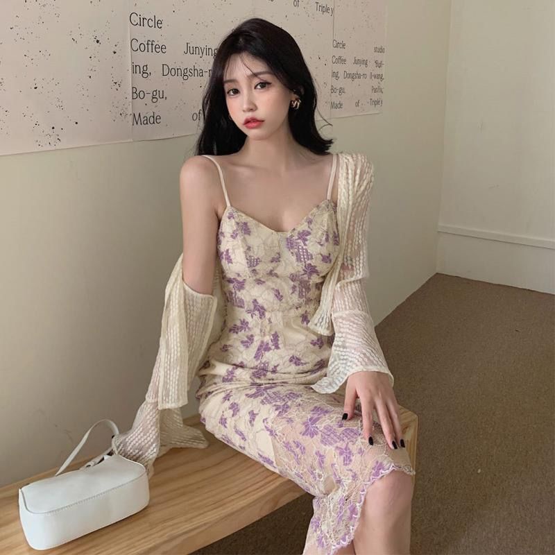 Bộ Áo Cổ Yếm Phối Ren Dáng Ôm Thời Trang Mùa Hè Pháp Cho Nữ