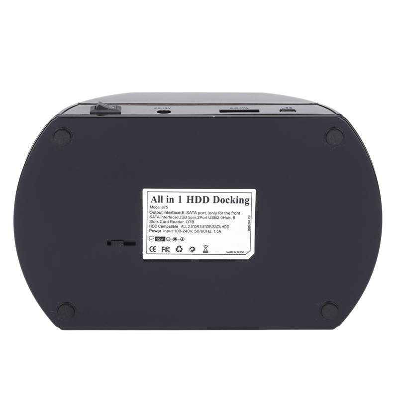 Case 2-Dock Dual Bay Hard Drive Docking Station E-Sata Card Reader Hub Usb Enclosure Hdd Enclosure(Eu Plug)