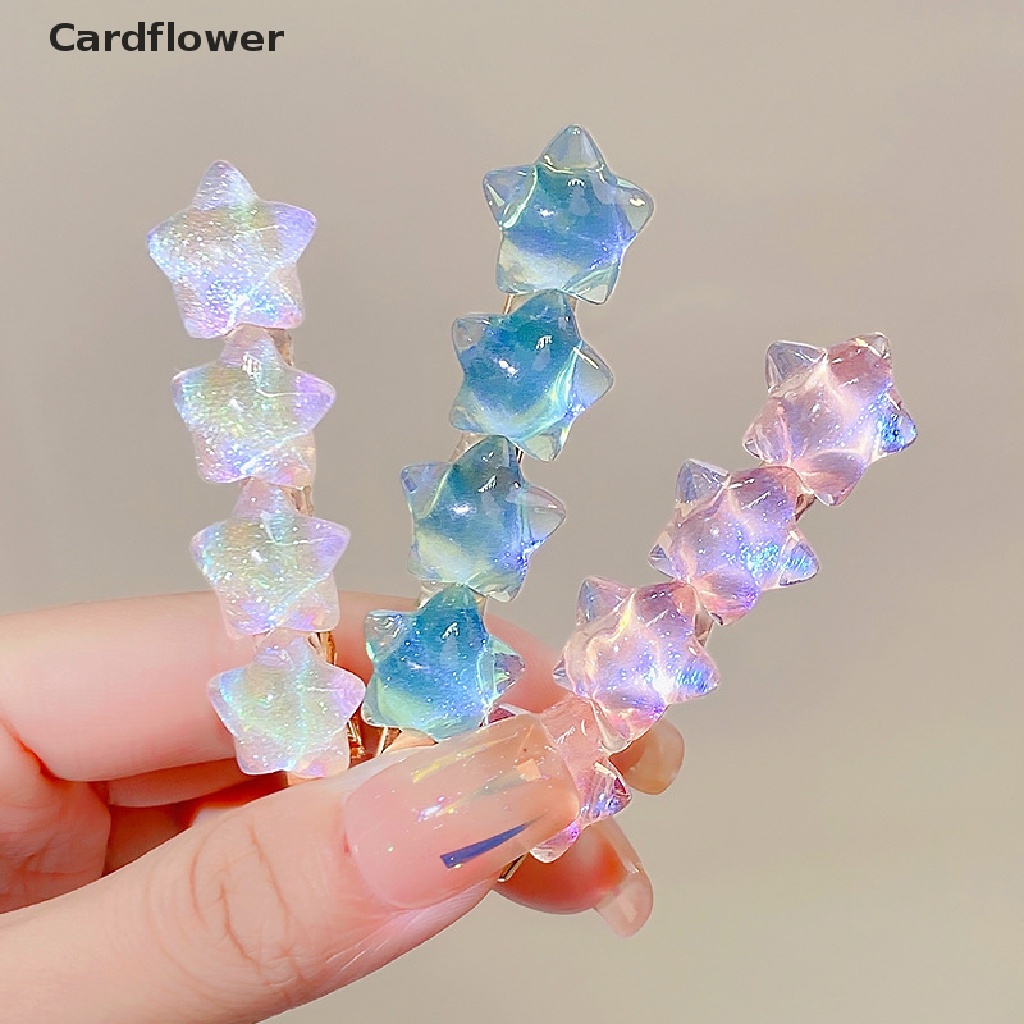 &lt; Cardflower &gt; Kẹp Tóc Hình Ngôi Sao / Trái Tim Màu Gradient Dễ Thương Ngọt Ngào Thời Trang Mùa Hè Dành Cho Bạn Gái Đang