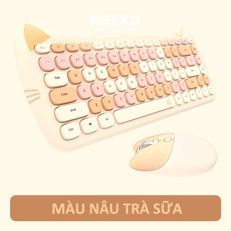 Combo bàn phím kèm chuột không dây tai mèo Mimi kết nối chip USB MEEKO
