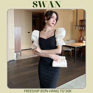 Váy thiết kế body code tay phồng tiểu thư sang chảnh hot trend by SWAN