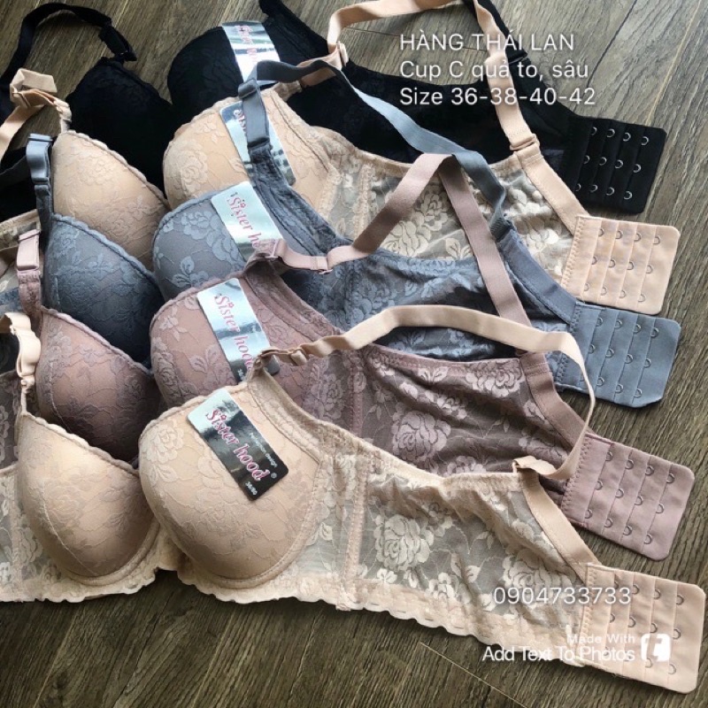 Áo ngực mút mỏng áo lót nữ có gọng bigsize bản to có gọng Thái Lan sister hood 2417 quả to size 36 đến 42