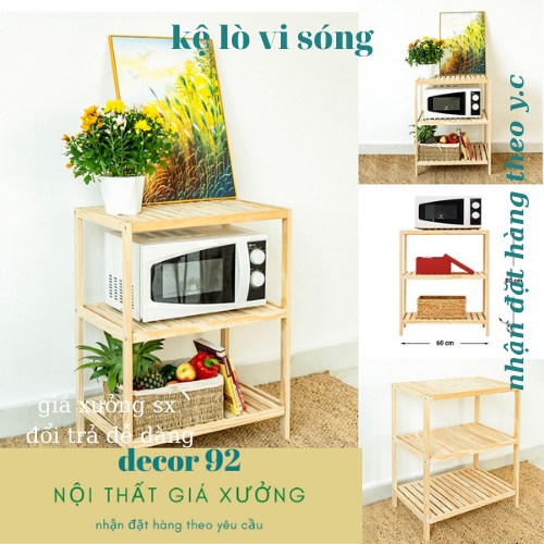 Kệ Lò Vi Sóng, Kệ Lò Vi Sóng 3 Tầng Gỗ Thông
