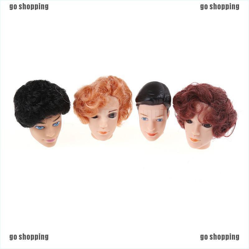 {go shopping}3D Eyes Doll Head With Hair For Barbie Boyfriend Ken Male Heads Toy Accessories