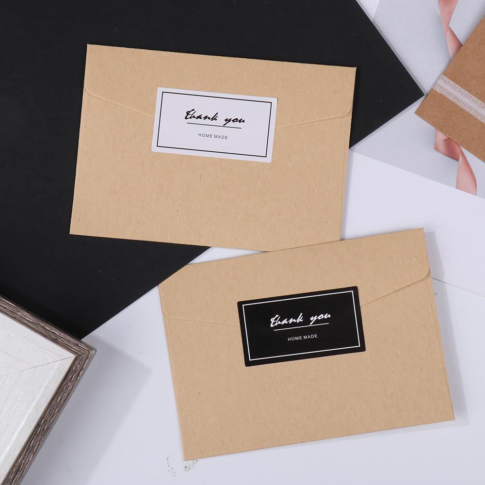 Set 160 Miếng Dán Niêm Phong Bao Bì In Chữ Thank You Màu Trắng Đen DIY
