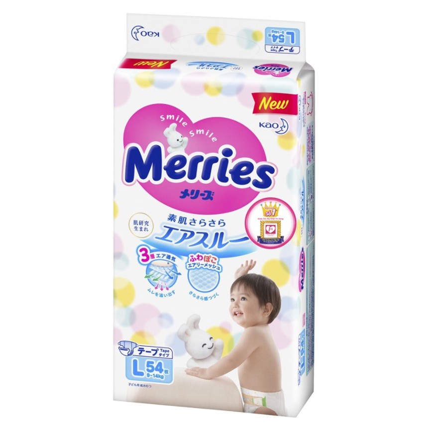 Tã dán Merries size L 9-14kg 54 miếng