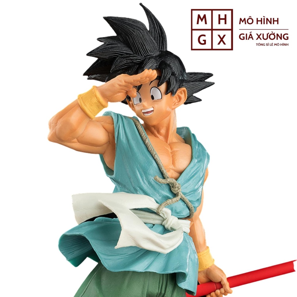 Mô hình Dragon Ball  SonGoku áo xanh cầm gậy cao 23cm , figure mô hình 7 viên ngọc rồng dragon ball , mô hình giá xưởng