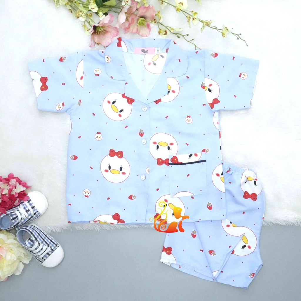 Đồ Bộ Mặc Nhà &quot;Gà nơ đỏ&quot; Pijama Kate Thái - Cho Bé 8 - 38kg.