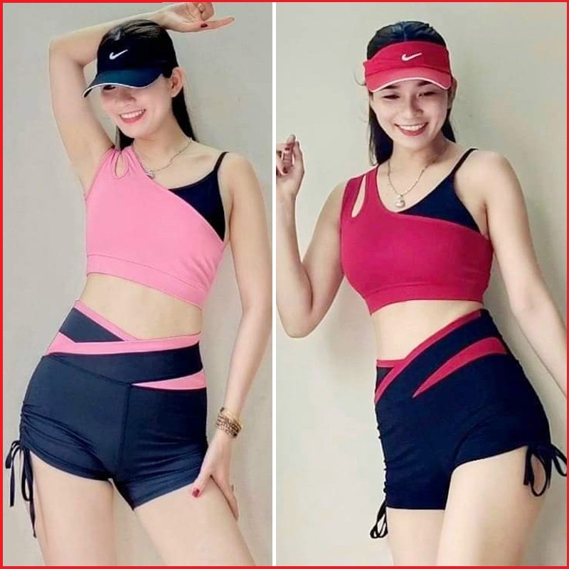 Bộ tập gym nữ, Đồ tập gym yoga aerobic chéo vai chất đẹp BGM25