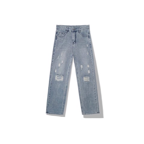 KIẾM LÀ MỐT FLYNN - quần jeans nam dài ống rộng màu xanh rách gấu