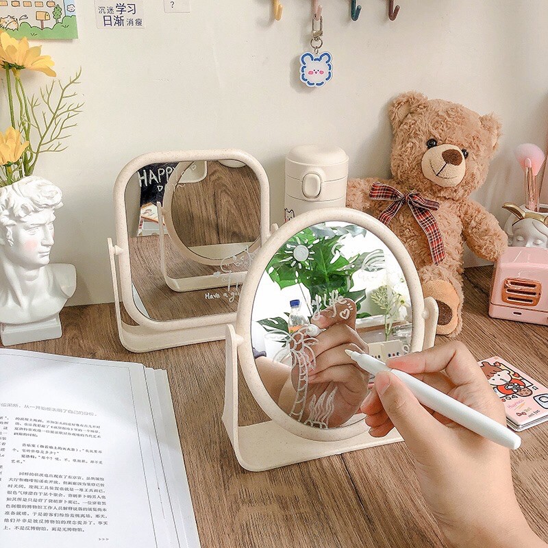 Gương để bàn nhưạ lúa mạch xoay 360 -may.decor-