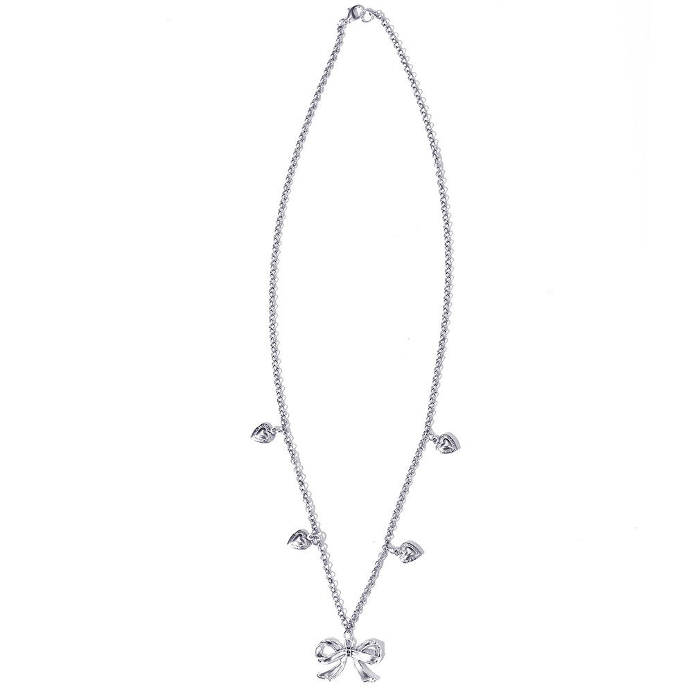 iF YOU vòng cổ Mạ Bạc Mặt Trái Tim Phối Nơ Thời Trang Cho Nữ