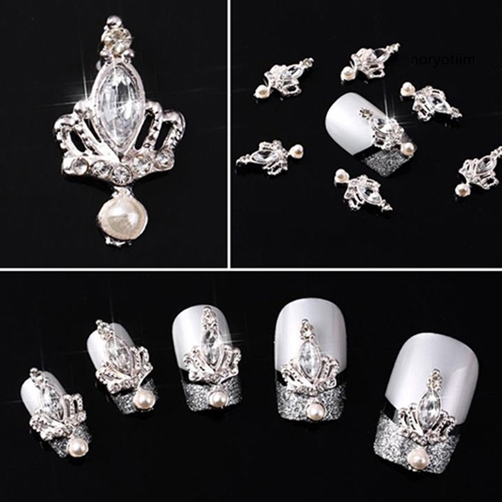 10 hộp đá đính trang trí móng tay hình vương miện 3D thời trang