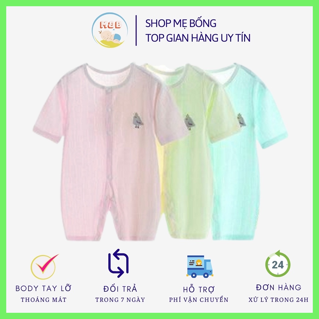 Body sơ sinh bodysuit cho bé trai gái liền thân vải Cực Mềm Mát hàng Quảng Châu Xịn từ 3-12kg – BD19