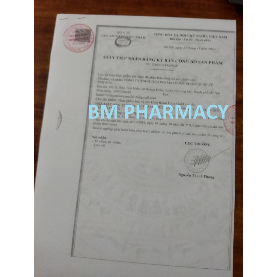 Viên uống bổ não BRAIN FORTE GOLD, giúp tăng cường tuần hoàn máu não, giảm đau đầu, tê bì chân tay, mỏi vai gáy