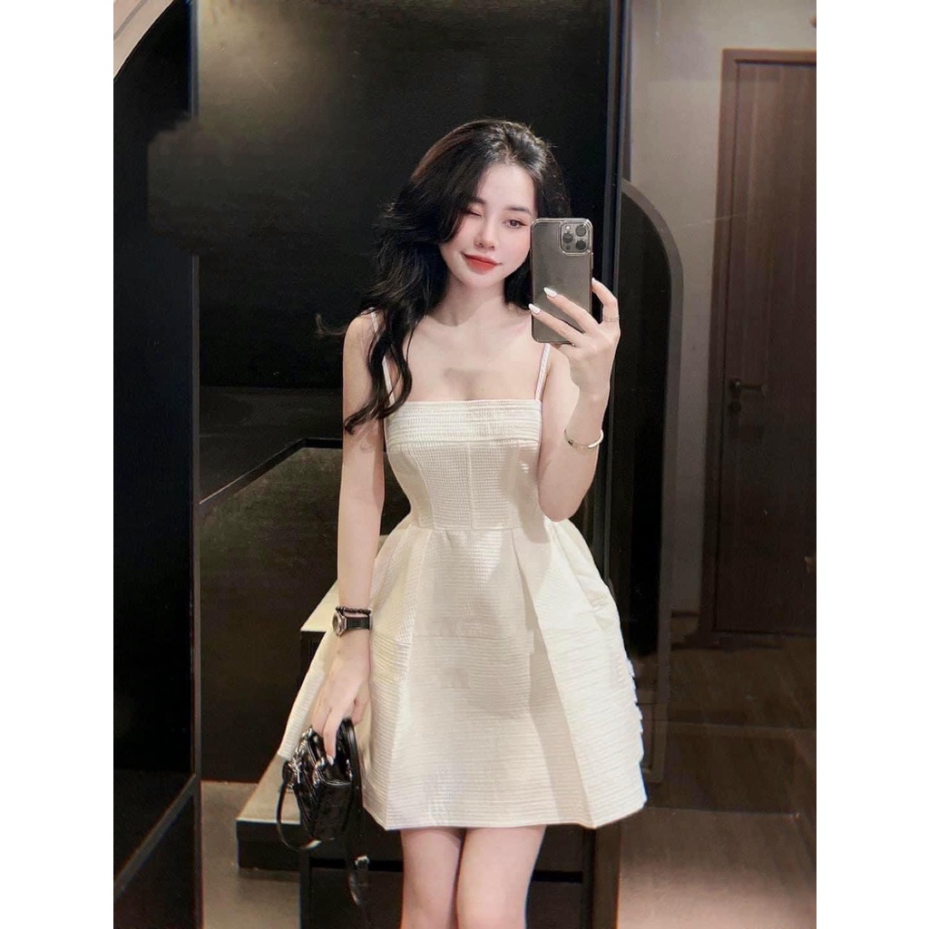 Đầm Cúp Ngực BB 2 Dây Xòa Bồng,Chất Xốp Puply Kèm Ảnh Thật