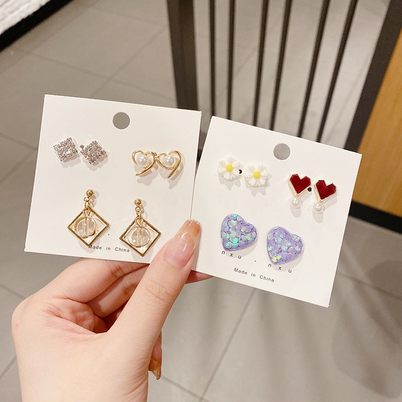Hoa tai hợp kim đính đá nhiều họa tiết thời trang dành cho nữ